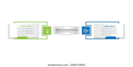 Vector infographic thin line design with marketing icons. Business concept with 2 options, steps or processes.