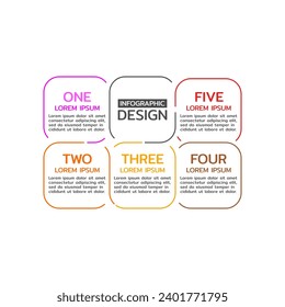 Vector infographic thin line design with marketing icons. Business concept with 5 options, steps or processes.