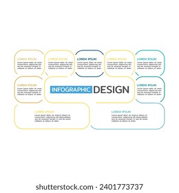 Vector infographic thin line design with marketing icons. Business concept with 9 options, steps or processes.