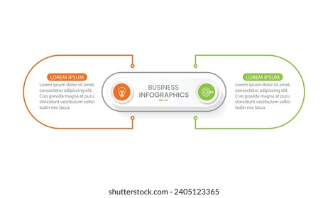Vector infographic thin line design with marketing icons. Business concept with 2 options