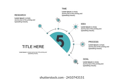 Vector Infografik dünne Linie Design mit Symbolen und 5 Optionen oder Schritte. Infografiken für das Geschäftskonzept. Kann für Präsentationen verwendet werden Banner, Workflow-Layout, Prozessdiagramm, Flussdiagramm, Infografik