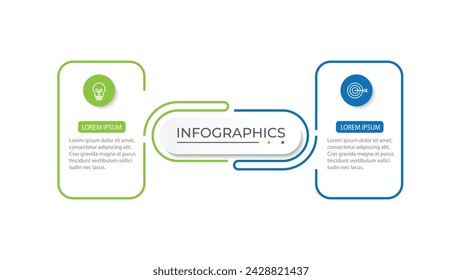 Vector infographic thin line design with marketing icons. Business concept with 2 options, steps or processes.