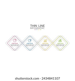 Vector infographic thin line design with marketing icons. Business concept with 4 options, steps or processes.