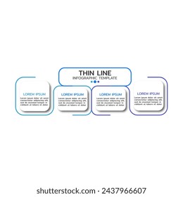Vector infographic thin line design with 4 options or elements. Business concept with 4 options, steps or processes.