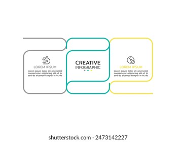 Vector infographic thin line design with marketing icons. Business concept with 3 options, steps or processes.