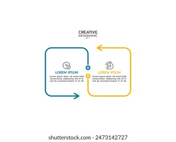 Vector infographic thin line design with marketing icons. Business concept with 2 options, steps or processes.