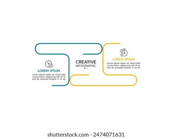 Vector infographic thin line design with option or elements. Business concept with 2 options, steps or processes.