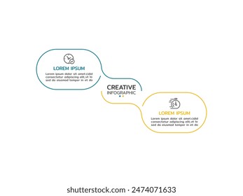 Vector infographic thin line design with option or elements. Business concept with 2 options, steps or processes.