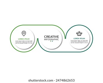 Vector infographic thin line design with marketing icons. Business concept with 2 options, steps or processes.