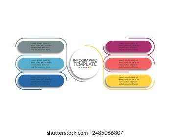 Vector infographic thin line design with elements. Business concept with 6 options, steps or processes.