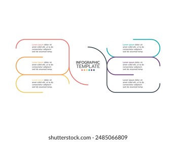 Vector infographic thin line design with elements. Business concept with 6 options, steps or processes.