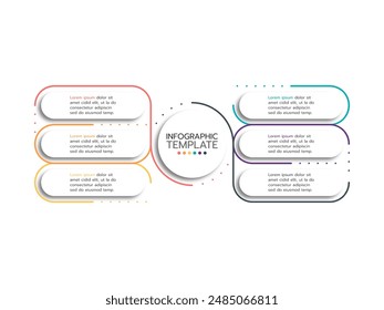 Vector infographic thin line design with elements. Business concept with 6 options, steps or processes.