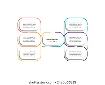 Vector infographic thin line design with elements. Business concept with 6 options, steps or processes.