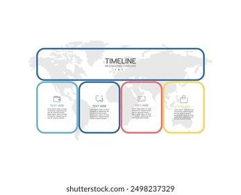 Vector infographic thin line design with marketing icons. Business concept with 4 options, steps or processes.