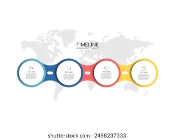 Vector infographic thin line design with marketing icons. Business concept with 4 options, steps or processes.