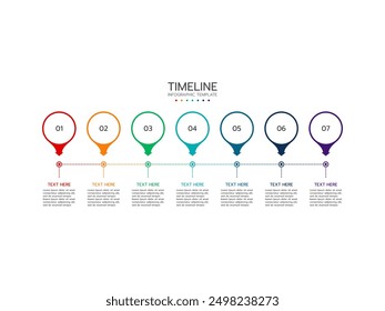 Vector infographic thin line design with marketing icons. Business concept with 7 options, steps or processes.