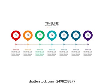 Vector infographic thin line design with marketing icons. Business concept with 7 options, steps or processes.