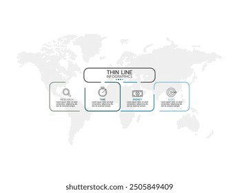 Vector infographic thin line design with marketing icons. Business concept with 4 options, steps or processes.