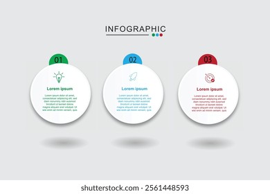 Vector Infographic thin line design business template with icons and 3 options or steps. Can be used for process diagram, presentations, workflow layout,