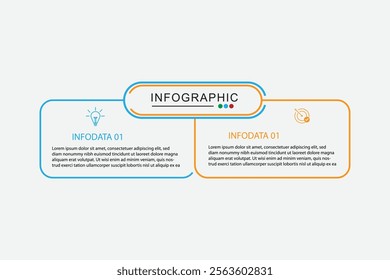 Vector infographic thin line design with marketing icons. Business concept with 2 options, steps or processes.