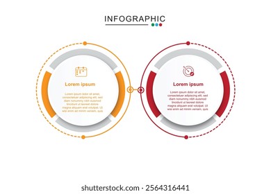 Vector infographic thin line design with marketing icons. Business concept with 2 options, steps or processes.