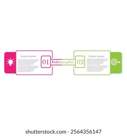 Vector infographic thin line design with marketing icons. Business concept with 2 options, steps or processes.