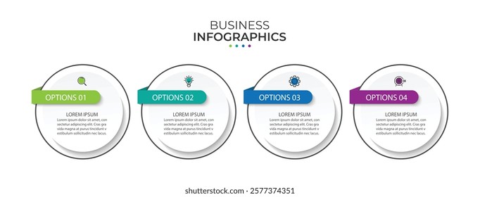 Vector infographic thin line design with marketing icons. Business concept with 4 options, steps or processes.