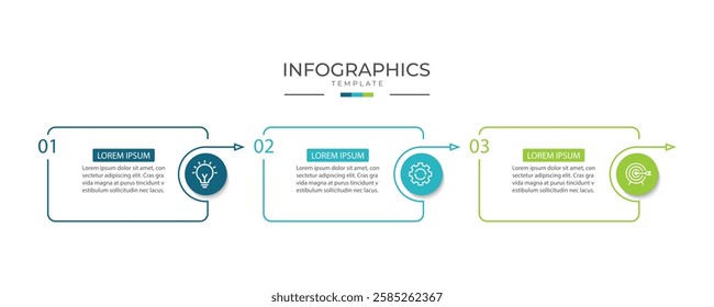 Vector infographic thin line design with marketing icons. Business concept with 3 options, steps or processes.