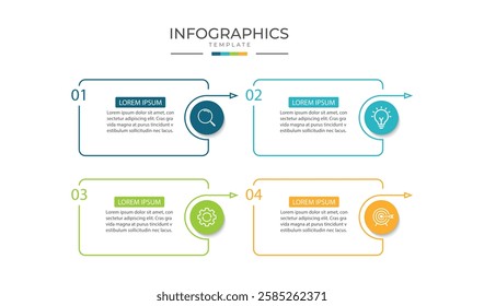Vector infographic thin line design with marketing icons. Business concept with 4 options, steps or processes.