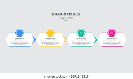 Diseño de línea delgada de infografía de Vector con iconos de marketing. Concepto de negocio con 4 opciones, pasos o procesos.