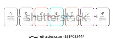 Vector Infographic thin line design with icons and 7 options or steps. Infographics for business concept. Can be used for presentations banner, workflow layout, process diagram, flow chart, info graph
