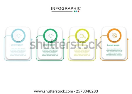 Vector infographic thin line design elements with arrow and icon. Business concept with 4 options, steps, parts. Can be used for info chart, workflow