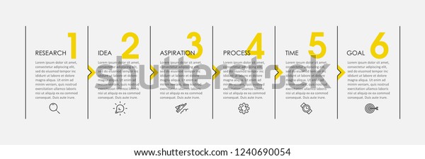 Vector Infographic thin line design with icons and\
6 options or steps. Infographics for business concept. Can be used\
for presentations banner, workflow layout, process diagram, flow\
chart, info graph