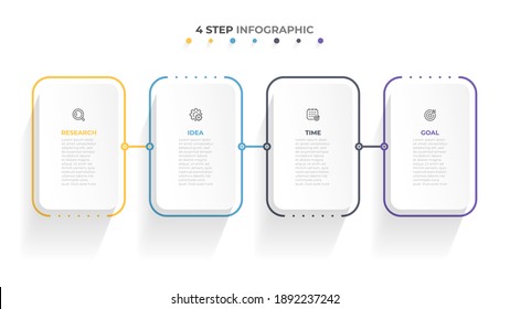 Vector infographic thin line template. Business concept design with icons and 4 options or steps.