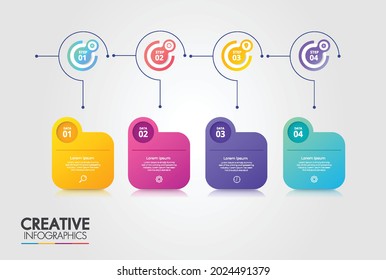 Vektorgrafik. Zeitleiste mit 4 Option. Kann für Workflow-Layout, Diagramm, Jahresbericht, Web-Design verwendet werden. 