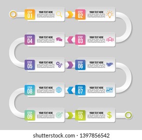 Vector Infographic Timeline Design Template with Options Steps. Business Data Visualization with Marketing Icons most useful can be used for presentation, diagrams, annual reports, workflow layout