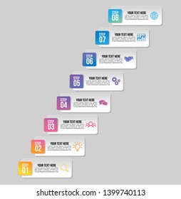 Vector Infographic Timeline Design Template with Options Steps and Marketing Icons can be used for info graph, presentations, process, diagrams, annual reports, workflow layout