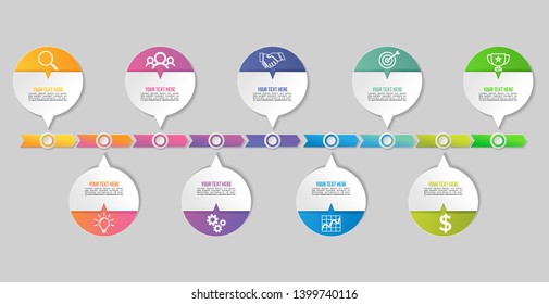 Vector Infographic Timeline Design Template with Options Steps and Marketing Icons can be used for info graph, presentations, process, diagrams, annual reports, workflow layout