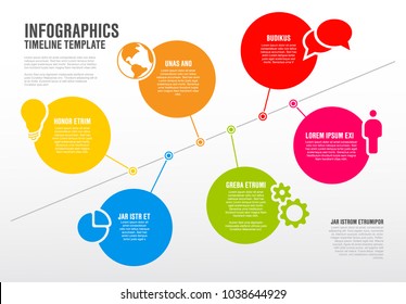 Vector Infographic timeline diagram template made from lines, circles and icons