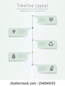 Vector infographic timeline with eco icons.