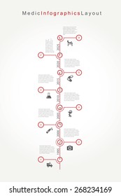 Vector infographic timeline with medic icons.