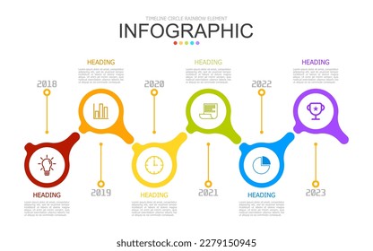 bloque de plantilla de círculos de flujo de la línea de tiempo infográfica vectorial. se utiliza para el diagrama de procesos, presentación, flujo de trabajo, diseño de información, banner, gráfico y gráfico.