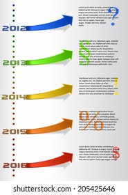 Vector infographic timeline report with colored stickers