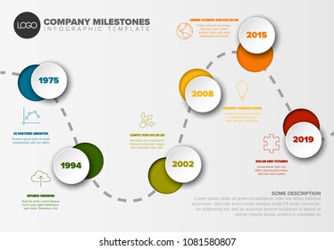 Vector Infographic timeline report template with icons and simple content 