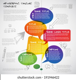 Vector Infographic timeline report template made from colorful speech bubbles and doodles