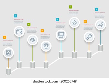 Vector Infographic timeline report template with icons. Eps 10