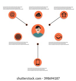 Vector Infographic timeline report template with icons.Bright pastels creative.