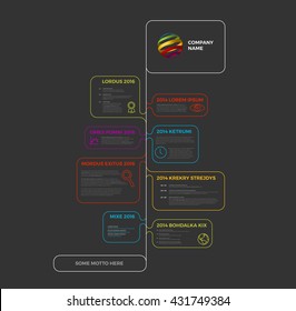 Vector Infographic timeline report template made from colorful bubbles - dark version