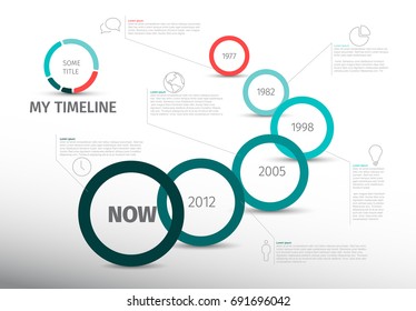 Vector Infographic timeline report template with icons and circles