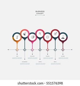 Vector infographic timeline template with 3D paper circles. Business concept with options. For content, diagram, flowchart, steps, parts, time line infographics, workflow layout, chart, process